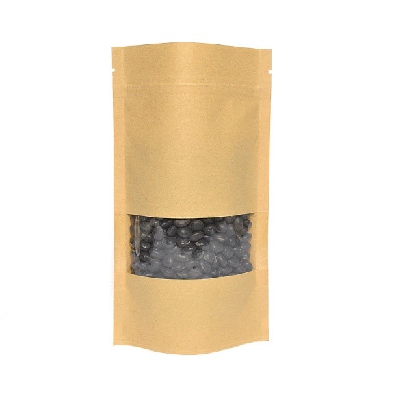 Brown Kraft Paper laminated Stand Up Pouch with Transparent Window